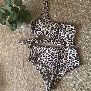Leopard high waisted bikini swimsuit